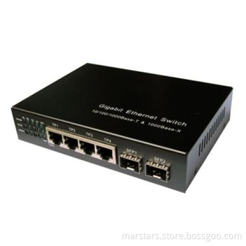 Fiber Switch with 2 SFP Slots and 4/10/100/1000M Ethernet Ports